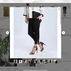 IC by Connie K Black Embellished Linen Pull on Pants New with Tags Size M